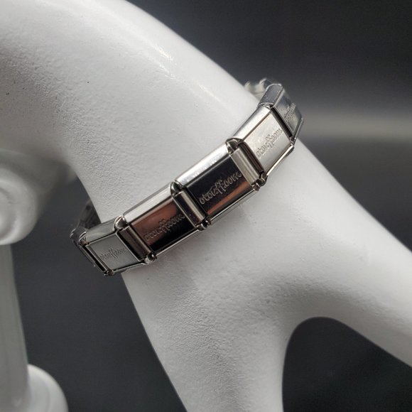 OTCuff Reflections Shiney & Matte Silver Toned Stretchy Expandable Bracelet - Picture 6 of 7